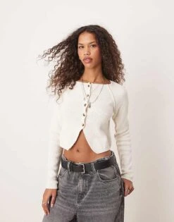 Free People Sydney Shrunken Cardigan In Optic White For Women