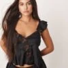 Free People Harmony Satin Lace Tank In Black For Women Black Combo