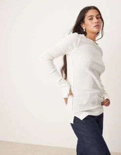 Free People Honey Crew Neck Top In Ivory For Women
