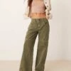 Free People Benji Relaxed Wide Leg Trousers In Green For Women
