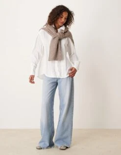 Free People Tuxedo Oversized Shirt In White For Women