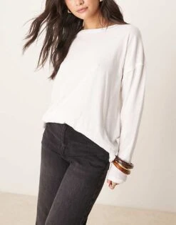 Free People Nina Long Sleeve T-shirt In Ivory For Women