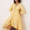 Free People Pappiet Chintzy Floral Button Midi Dress In Sunshine Yellow For Women Sunshine Combo
