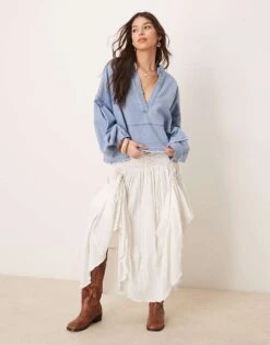 Free People Prairie Convertible Midaxi Skirt In Ivory For Women Whisper White