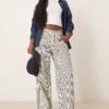 Free People Dakota Striped Cinched Waist Pull-on Jeans In Multi For Women Washed Railroad