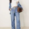 Free People Dakota Cinched Waist Pull-on Jeans In Light Blue For Women Vine