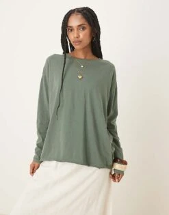 Free People Nina Long Sleeve T-shirt In Topiary Green For Women