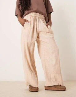 Free People Days End Linen Pull-on Trousers In Sand Dollar For Women