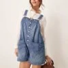 Free People Button Through Denim Romper In Roulette Blue For Women