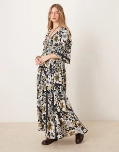 Free People Dixie Floral Print Maxi Dress In Multi For Women Black Combo