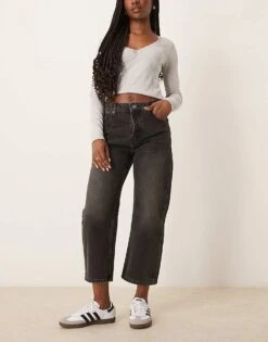 Free People Deep Trance Dropped Waist Boyfriend Jeans In Washed Black For Women
