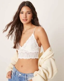 Free People Amina Ruffled Bralette In White For Women