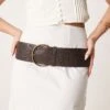 Free People Laurel Filigree Detail Leather Hip Belt In Brown For Women