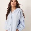 Free People Valley Double Cloth Smock Blouse In Ice Blue For Women