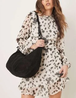 Free People Roma Suede Tote Bag In Black For Women