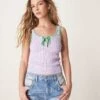Free People All Star Ribbed Tank Top In Lilac And Green For Women Lilac Combo