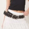 Free People Hex Studded Leather Hip Belt In Black For Women