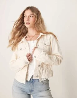 Free People Rumors Denim Jacket In Ecru For Women Ecru 011