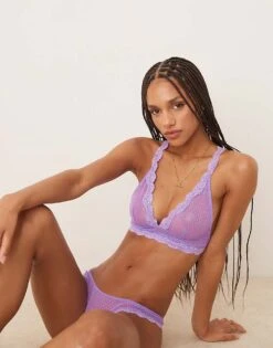 Free People Longline Sheer Bra In Violet For Women Violet Panic