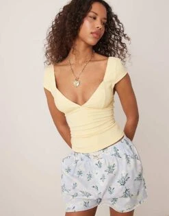 Free People Duo Corset Cami Top In Banana Cream Yellow For Women